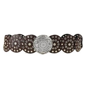 1621 Women's Hollow Disc Boho Concho Leather Western Cowboy Wide Belt